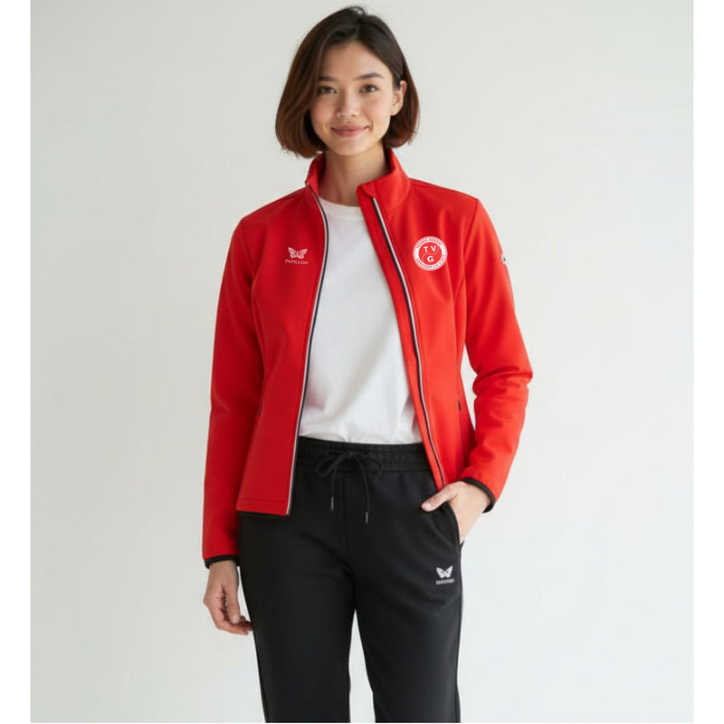 Vereinsshop: Softshell-Jacke Damen in Rot mit TVG-Logo